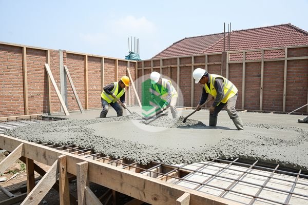 Proses Pengecoran Lantai 2 dengan Concrete Pump